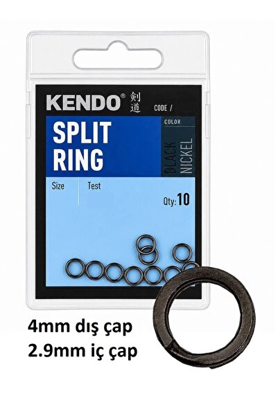Kendo Split Ring 4mm Siyah Nikel Yapay Yem Halkası (10'lu Paket)