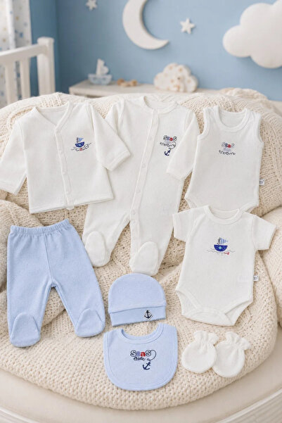 Tuğra Bebe Yumuşacık %100 Pamuk Erkek Bebek Hastane Çıkışı 8 Parça