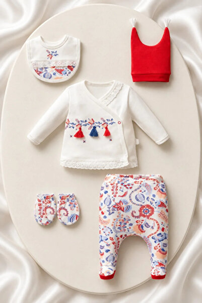 İmaj White Lalezar Baby Girl 5-Piece Hospital Release - Embroidered and Tasse...