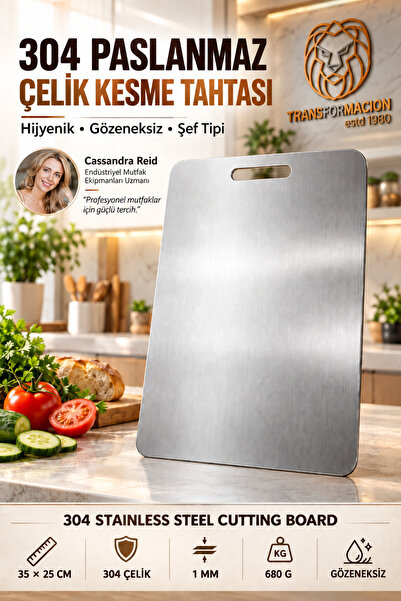 Transformacion 18/10 304 Steel Cutting Board 35X25 cm Hygienic Dough Meat Cho...