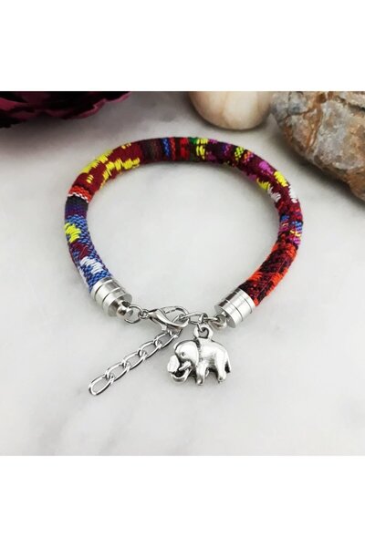 Bijustore Silver Color Elephant Women's Retro Knitted Bracelet