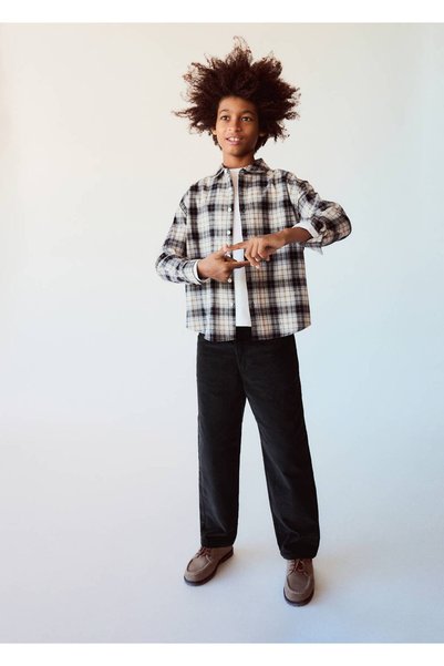 MANGO Kids Düz kesim fitilli kadife pantolon