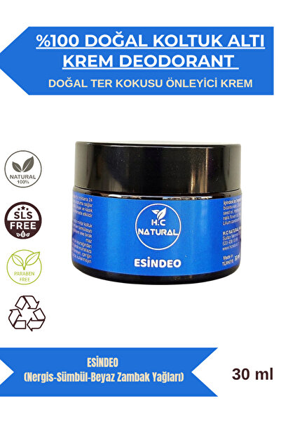 Doğal Koltuk Altı Krem Deodorant Esindeo 24 saat Ter Kokusuna Karşı Doğal Çözüm