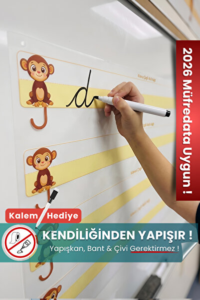 Pi Papers Yeni Müfredata Uygun Kılavuz Çizgili Yazı Tahtası, Yapışkansız Tutu...