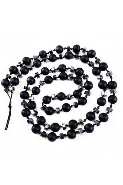 Bijustore Mat Onyx - Hematite Natural Stone Men's Necklace