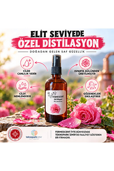 Fermescent Gül Mayası Suyu Hidrosolü - 1. Kalite - Yeni Hasat Aydınlatıcı Göz...