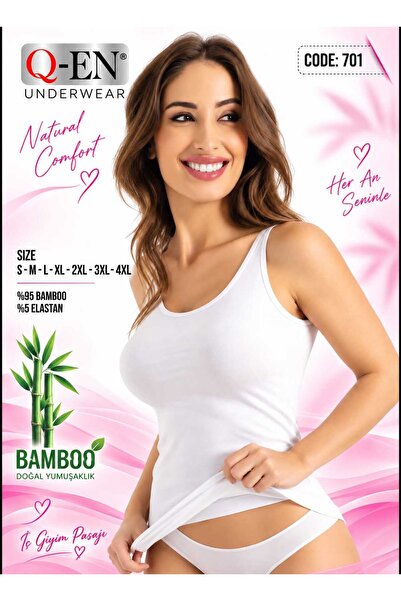 Q-EN Γυναικείο 701 Bamboo Thick Strap Tank Top Λευκό (συσκευασία 3 τεμαχίων)