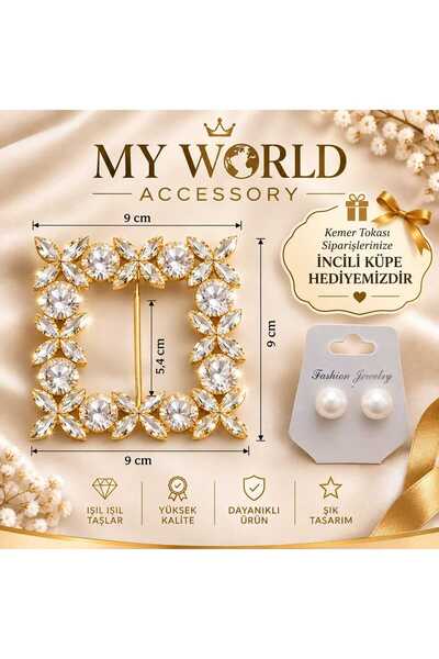 MY WORLD ACCESSORY Taşlı Kemer Tokası