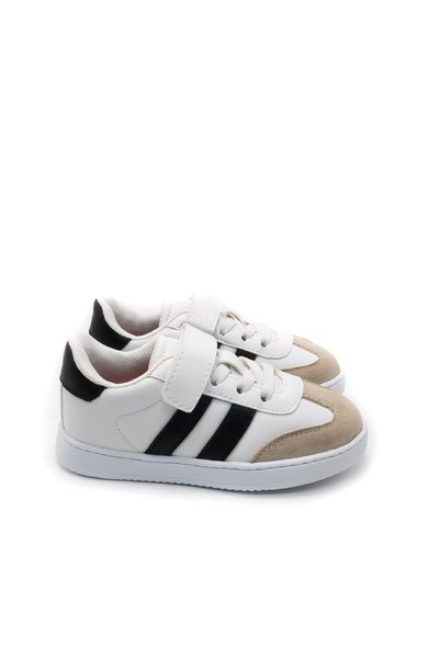 KU&PA SHOES Ramba White Kids Children Unisex Sneaker Leather-Look Casual Sports Shoes Lace-Up Velcro Kp-4002