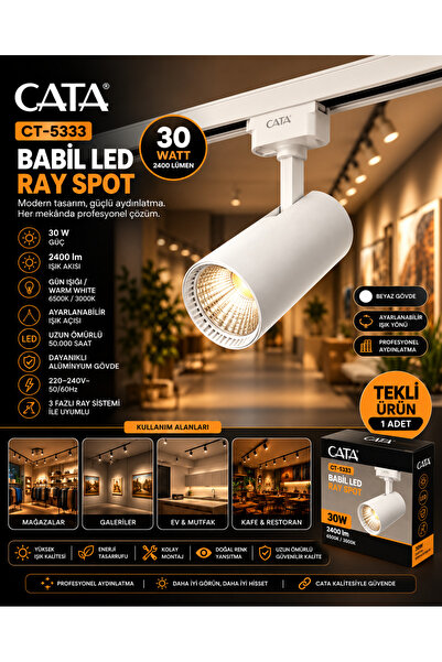 Cata CT-5333 30W RAY SPOT (BEYAZ KASA-GÜN IŞIĞI)2400LM