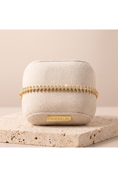 CM Jewelry Vıp Seri 316L Çelik Gold Renk Zirkon Taşlı Başak Motifli Bileklik ...