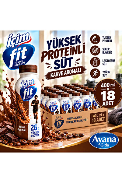İçim Fit Yüksek Proteinli Kahveli Laktozsuz Süt 400 ml x 18 Adet