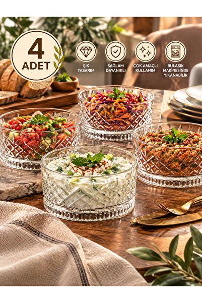 HOMENIVA Agave 4’lü Cam Kase Seti 460 ml