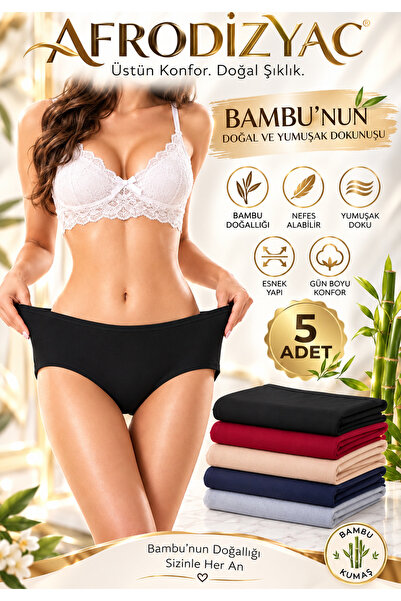 Afrodizyac 5'li Yüksek Bel Bambu Külot (EXTRA ESNEK VE EXTRA YUMUŞAK).