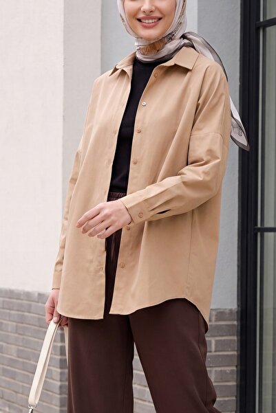 Modamorfo 3900 Oversize Long Basic πουκάμισο - Μπισκότο