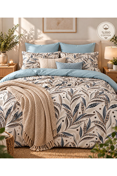 MyStory Home 100% Cotton Double Duvet Cover Set Velora Blue