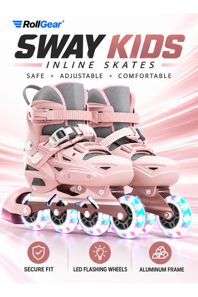 Sway T2A Adjustable Inline Skating Shoes Roller Skates for Kids with Light Up...