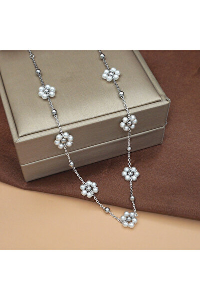 Choice COLOR 45cm White Flower Petal Necklace for Women, Stainless Steel Birt...