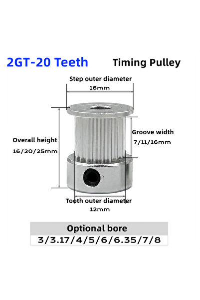 Choice27 5mm 6mm 5pcs 1PCS 3D Printer Parts 20 Teeth GT2 Timing Pulley Bore 5...
