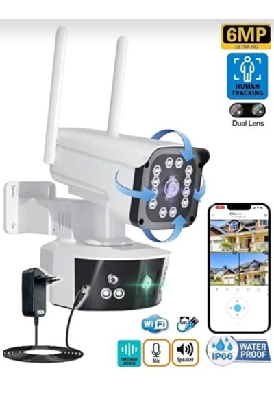 r-market 3mp wifi Akıllı Güvenlik Kamerası çift lens Gece Renkli 355° döner Karşılıklı konuşma dış ve iç mekan su geçirmez kamera