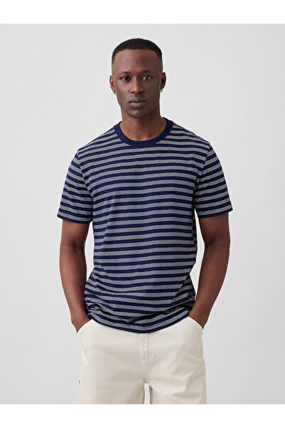 GAP Erkek Lacivert Relaxed Bisiklet Yaka T-Shirt