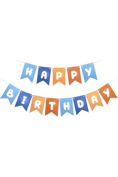 SWIUKPHE لافتة عيد ميلاد سعيد باللونين الأزرق والبرتقالي، أعلام صغيرة قابلة ل...
