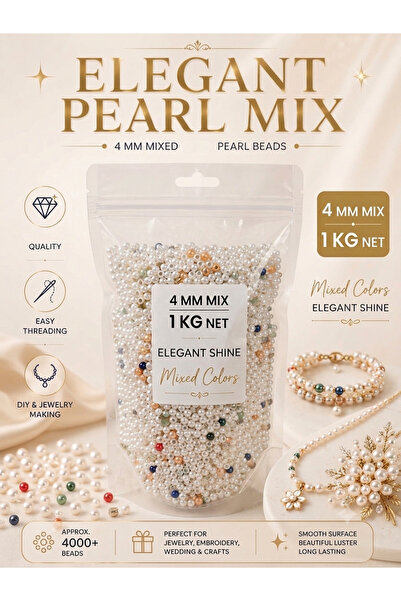 PEARL 1 kg Premium Pearl Mix 4mm Pearl Beads Sequins Special Mix