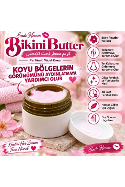 Bikini Butter Vücut Beyazlatıcı Krem Bebek Pudrası Kokulu Bikini bölgesi & Ha...