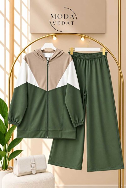 MODA VEDAT Damen-Hosenanzug mit Kapuze und Reißverschluss -0700