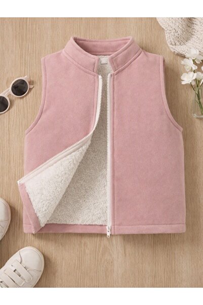 shop Kız çocuk dokuma gabardin kumaş içi peluş detaylı yelek