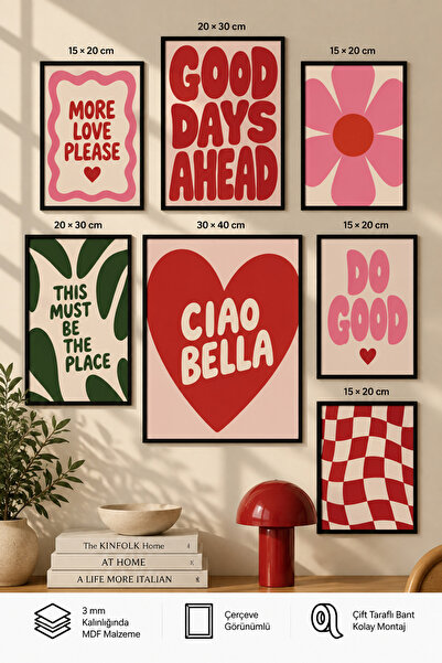 UNT 7-dijelni set modernih slika sa izgledom okvira | Retro i pop art | Dekor...