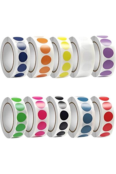 Yelajoy 10 PCS Colored Dot Stickers, Circle Coding Labels, Round Color Sticke...