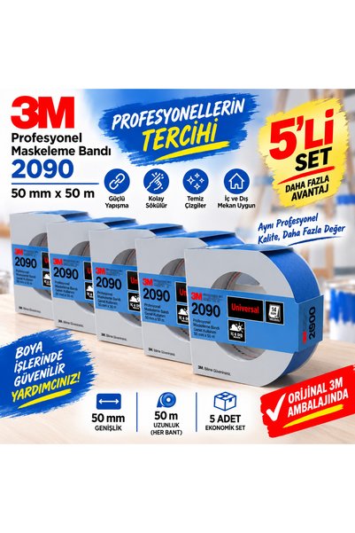 3M 2090 Mavi Profesyonel Maskeleme Bandı 50 mm 5 adet