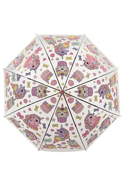 OEM Transparent Automatic Stick Rain Umbrella Unicorns Sweets for Children 65cm