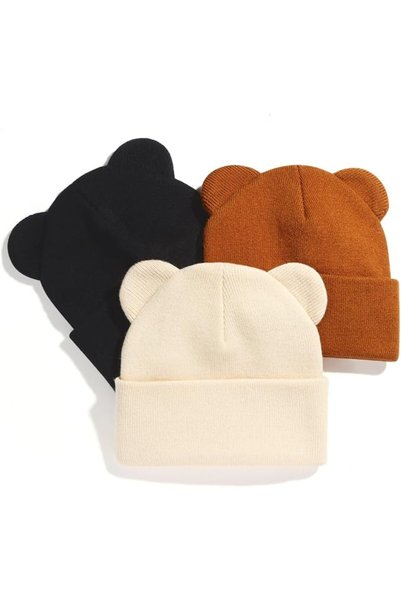 KASTWAVE Baby Winter Beanie Hat with Cute Bear Ears, Soft Knit Warm Hat for I...