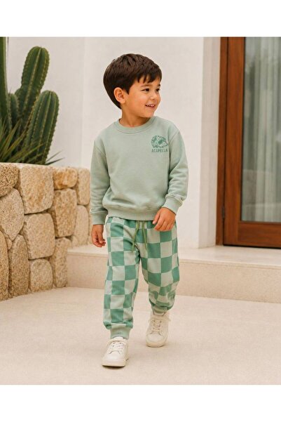 is kids wear Unisex Çocuk Fırçalı Kumaş %100 Pamuk Sweatshirt Ve Eşofman Altı...