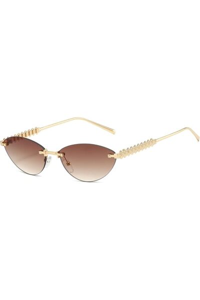 TERRIFI Retro Oval Sunglasses for Women Rimless Small Oval Cat Eye Sunglasses...