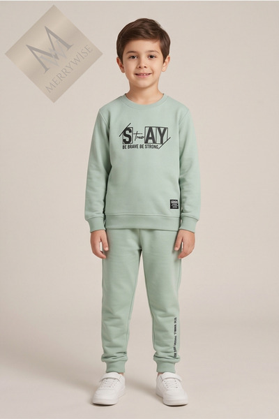 5-8 Yaş ''Stay'' Slogan Baskılı Erkek Çocuk Takımı