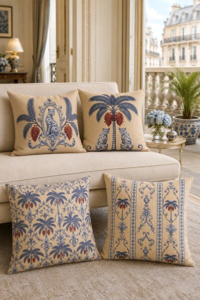 EVPANYA Palm Patterned 4-Piece Throw Pillow Cover Set