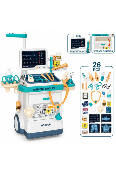 Rovitech Ιατρικό Σετ 26 τεμαχίων για Παιδιά – Κιτ Γιατρού με Τρόλεϊ και Ηλεκτ...