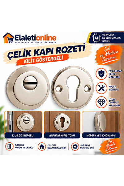 elaletionline Rosette Steel Door Rosette for Steel Doors Set with Satin Backe...
