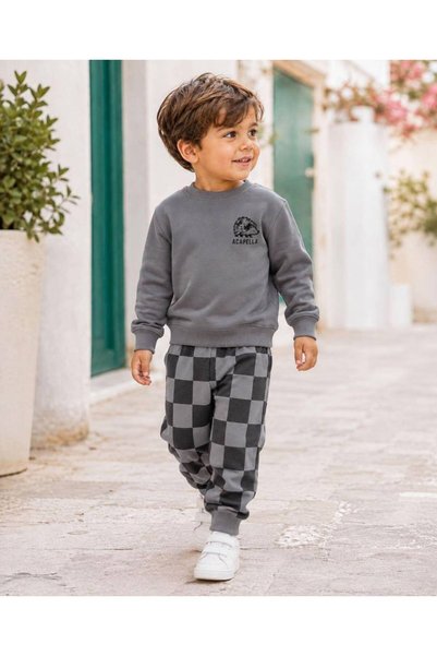 Unisex Çocuk Fırçalı Kumaş %100 Pamuk Sweatshirt Ve Eşofman Altı / Çocuk 2' Li Eşofman Takım