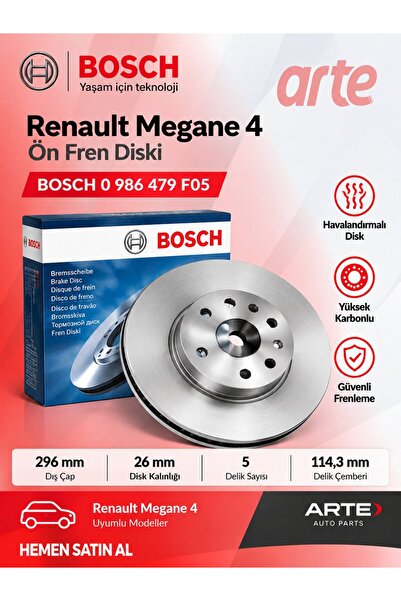 Bosch Renault Megane 4 Ön Fren Diski Takımı | 296 mm | Havalandırmalı | 2 Adet