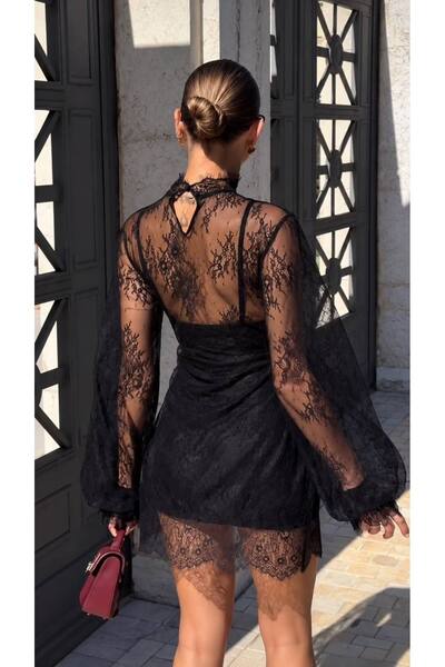 Friday Mood Victorian Dantel Siyah Mini Elbise