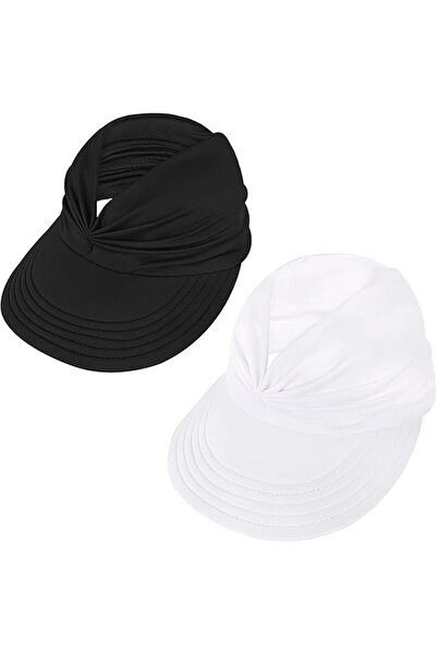 Generic Women's UV Protection Sun Visor Hat, Wide Brim 9.5 cm, Ponytail Openi...