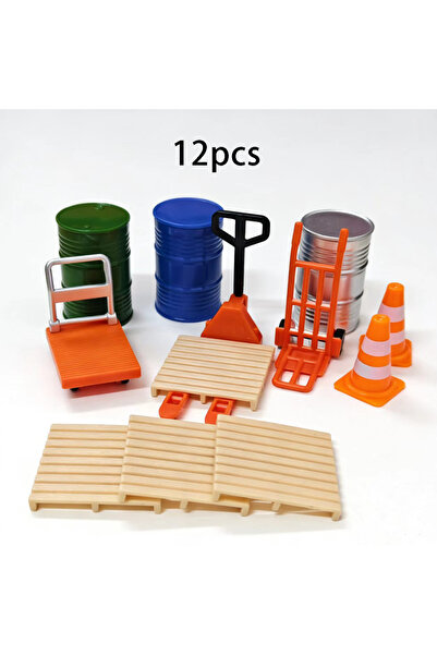 Choice Forklift kit 12 pcs Miniature logistics scene accessories: Mini pushca...