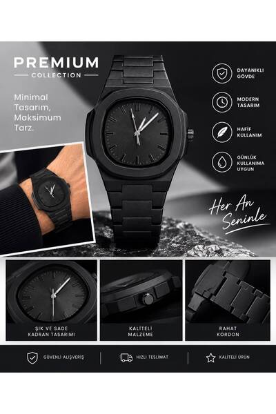 Spectrum Black Edition Slikon Kordon Lüks Unisex Kol Saati