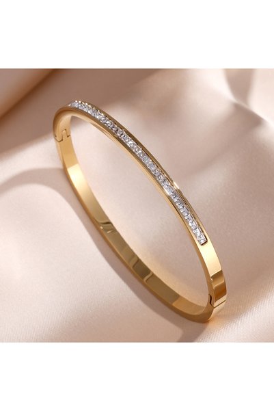 Choice Gold Color B ZAKOL 5/1pcs Sparkling Zirconia Inlaid Stainless Steel Br...