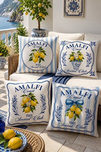 EVPANYA Set of 4 Pillow Covers with Bow and Lemon Pattern