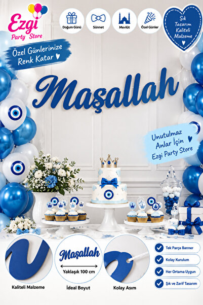 Ezgi Party Store Maşallah Banner Mavi Sünnet Süsü Sünnet Düğünü Mevlüt Parti ...